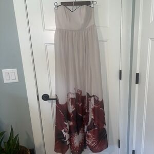 FREE PEOPLE Ophelia Abstract Floral Printed Strapless‎ Maxi $400 Dress Sz 6